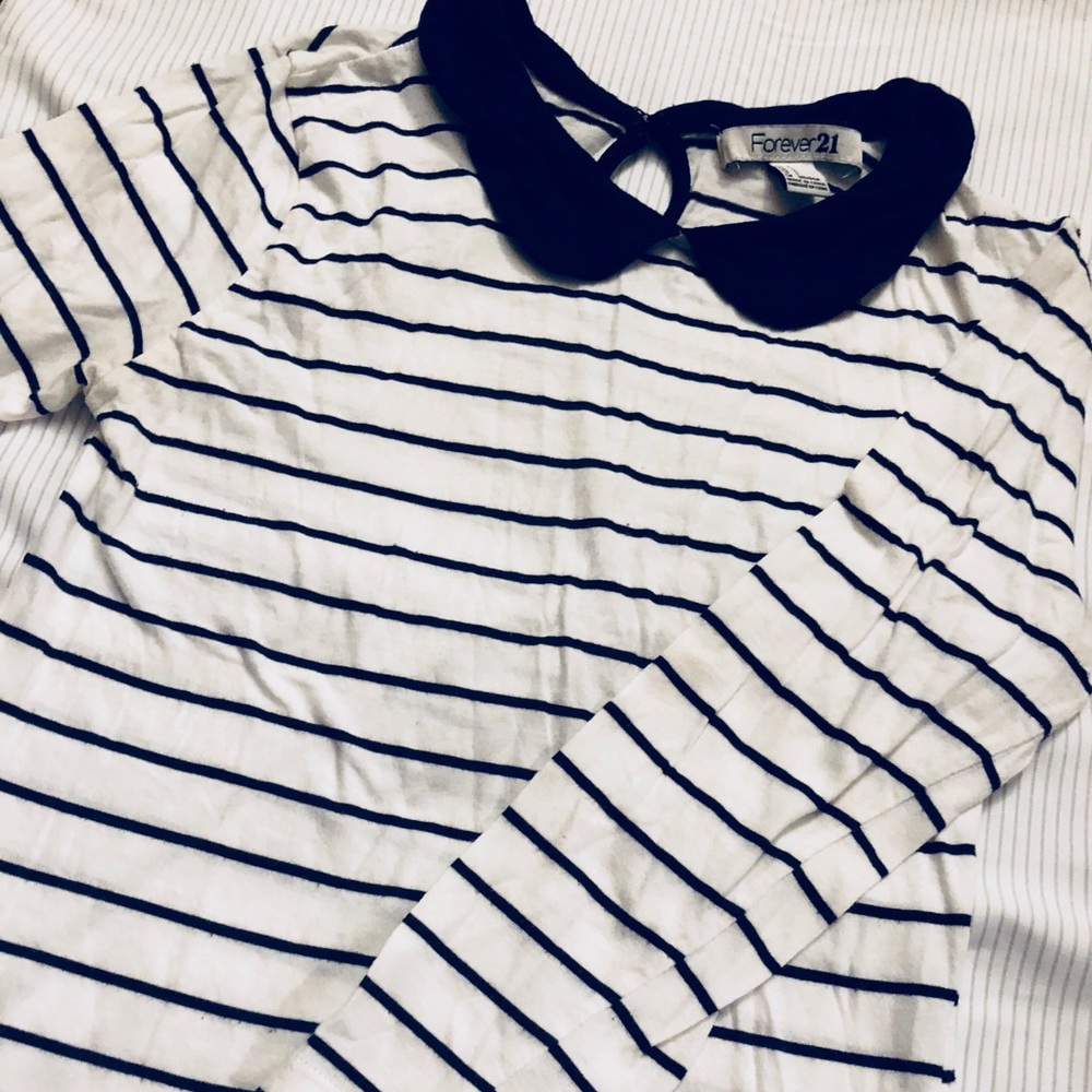 Forever 21 Striped Top with Collar